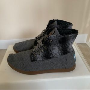 TOMS Grey Plaid Ankle Boots